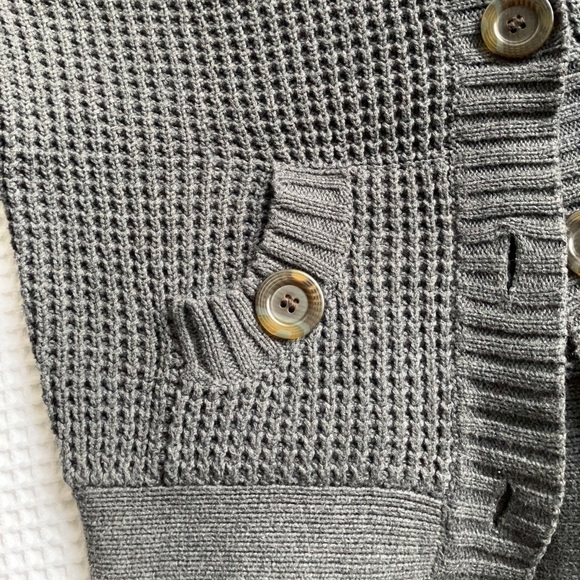 waffle knit cardigan with hood and pockets - Picture 3 of 5